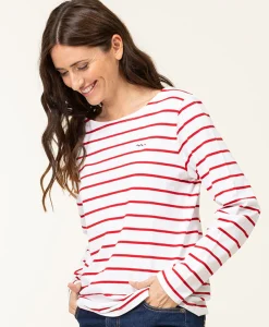 MARINIERE ML FOND BLANC RAYE ROUGE PACAGE