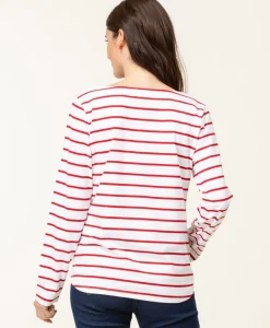 MARINIERE ML FOND BLANC RAYE ROUGE PACAGE