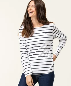 MARINIERE ML FOND BLANC RAYE INDIGO PACAGE