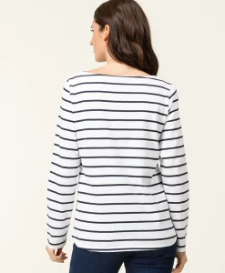 MARINIERE ML FOND BLANC RAYE INDIGO PACAGE