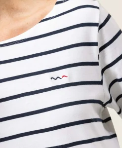 MARINIERE ML FOND BLANC RAYE INDIGO PACAGE