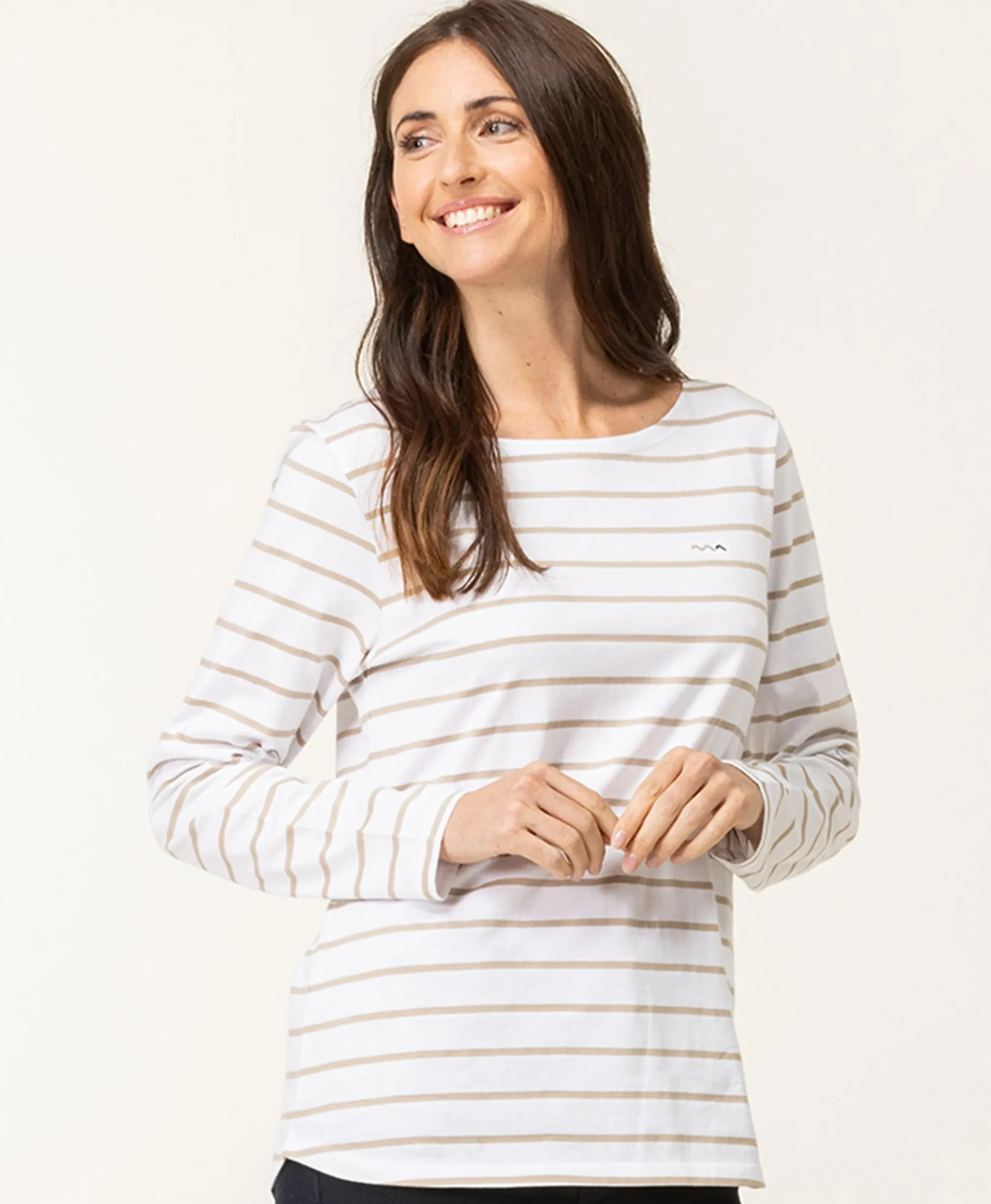 MARINIERE ML FOND BLANC RAYE SABLE PACAGE