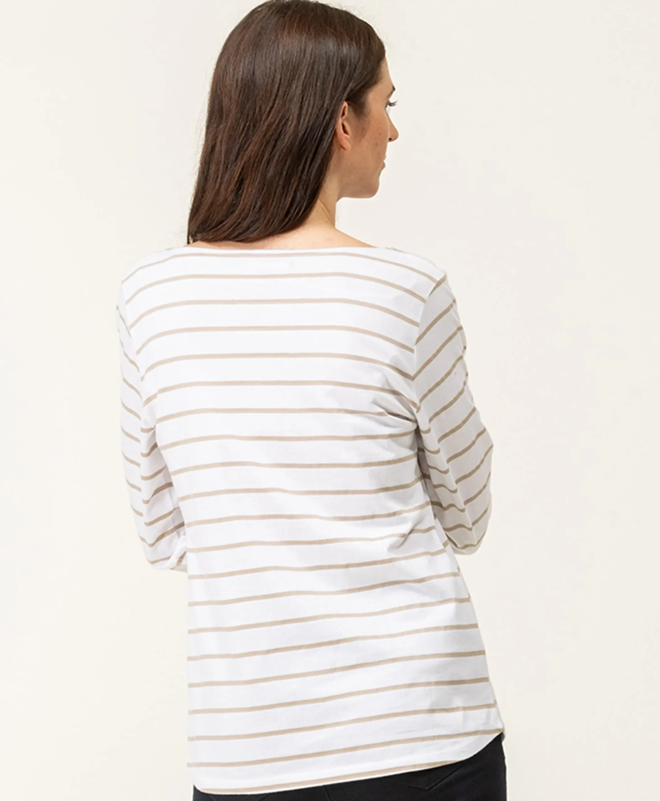 MARINIERE ML FOND BLANC RAYE SABLE PACAGE