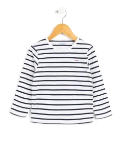 MARINIERE ML FOND BLANC RAYE INDIGO ECOGAL