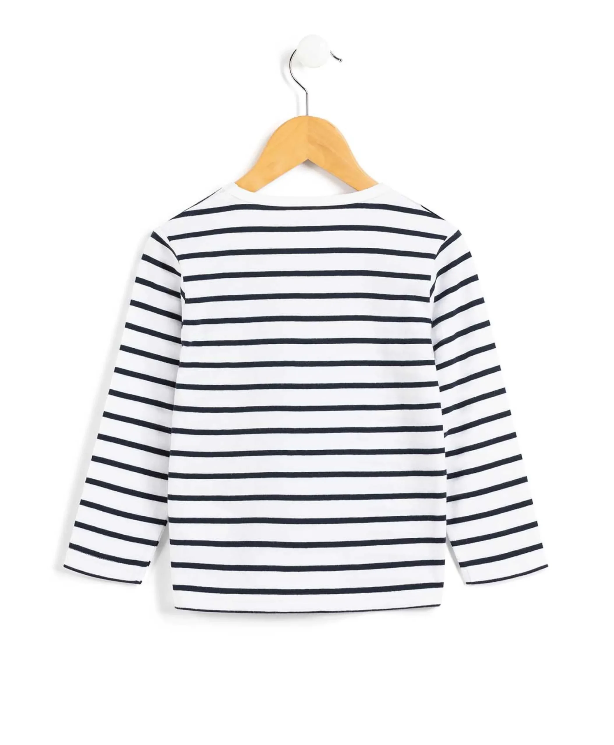 MARINIERE ML FOND BLANC RAYE INDIGO ECOGAL