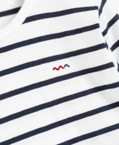 MARINIERE ML FOND BLANC RAYE INDIGO ECOGAL