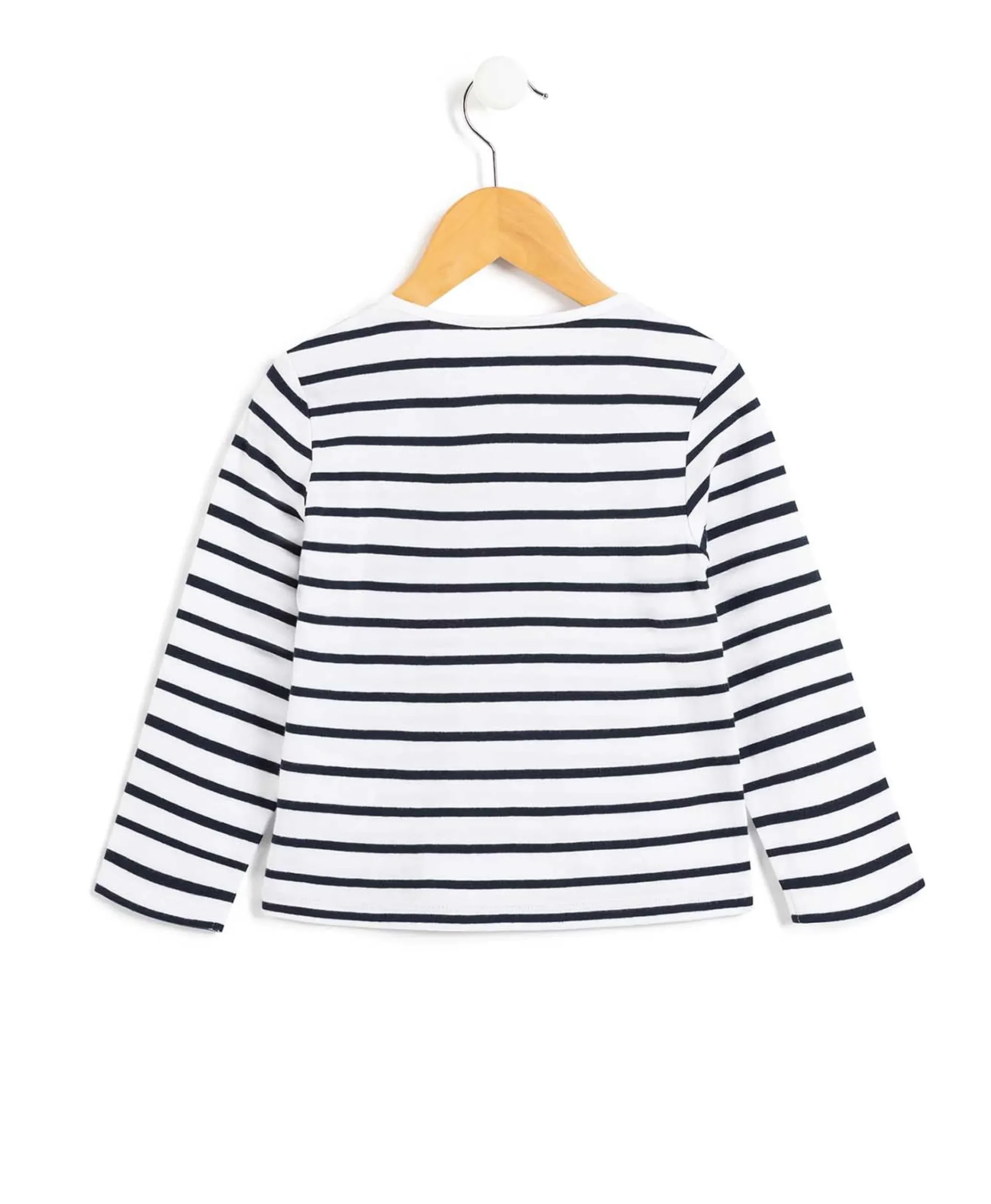 MARINIERE ML FOND BLANC RAYE INDIGO ECOFIL