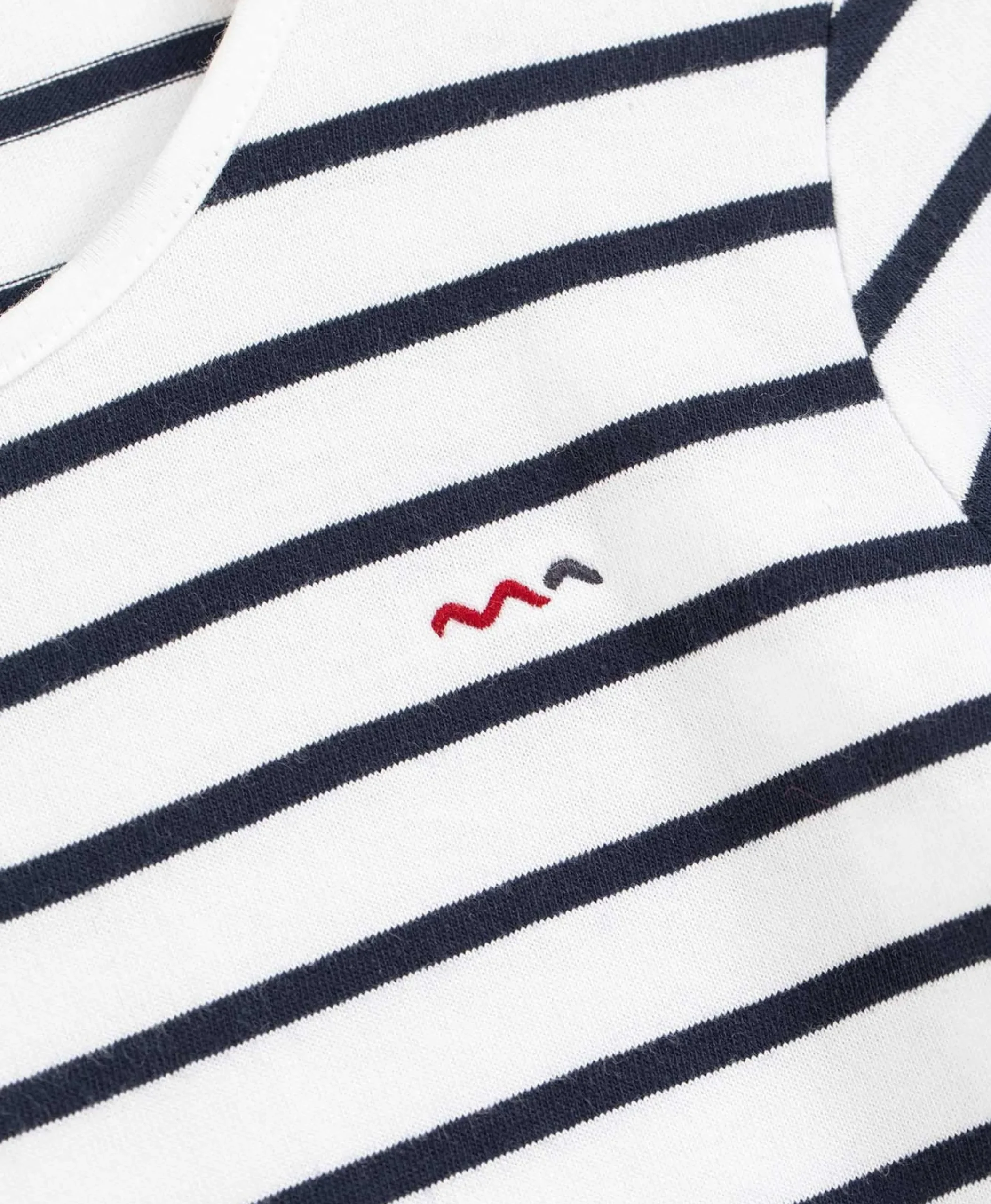 MARINIERE ML FOND BLANC RAYE INDIGO ECOFIL