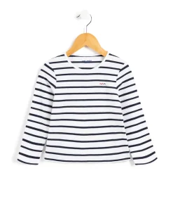 MARINIERE ML FOND BLANC RAYE INDIGO ECOFIL