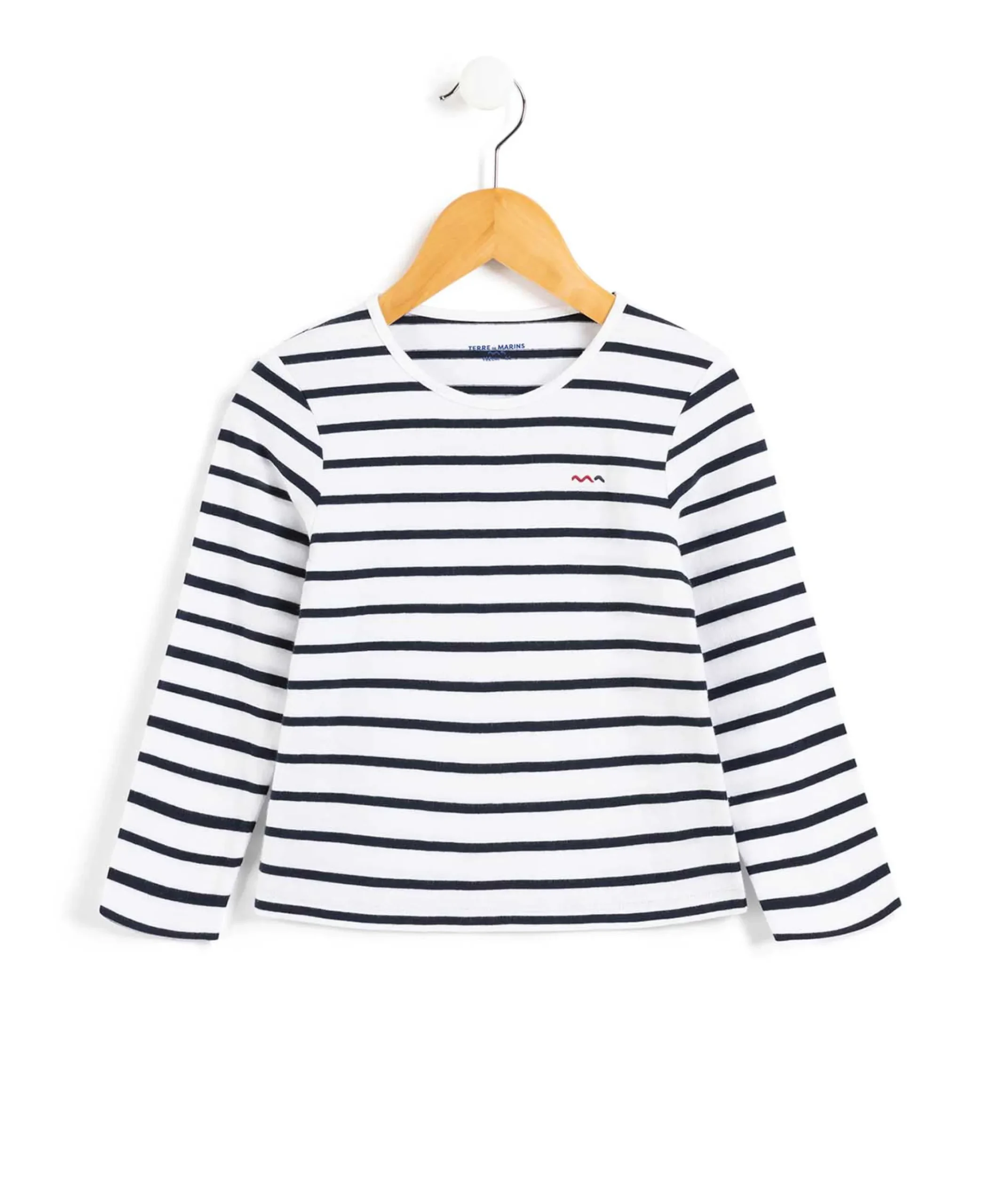 MARINIERE ML FOND BLANC RAYE INDIGO ECOFIL