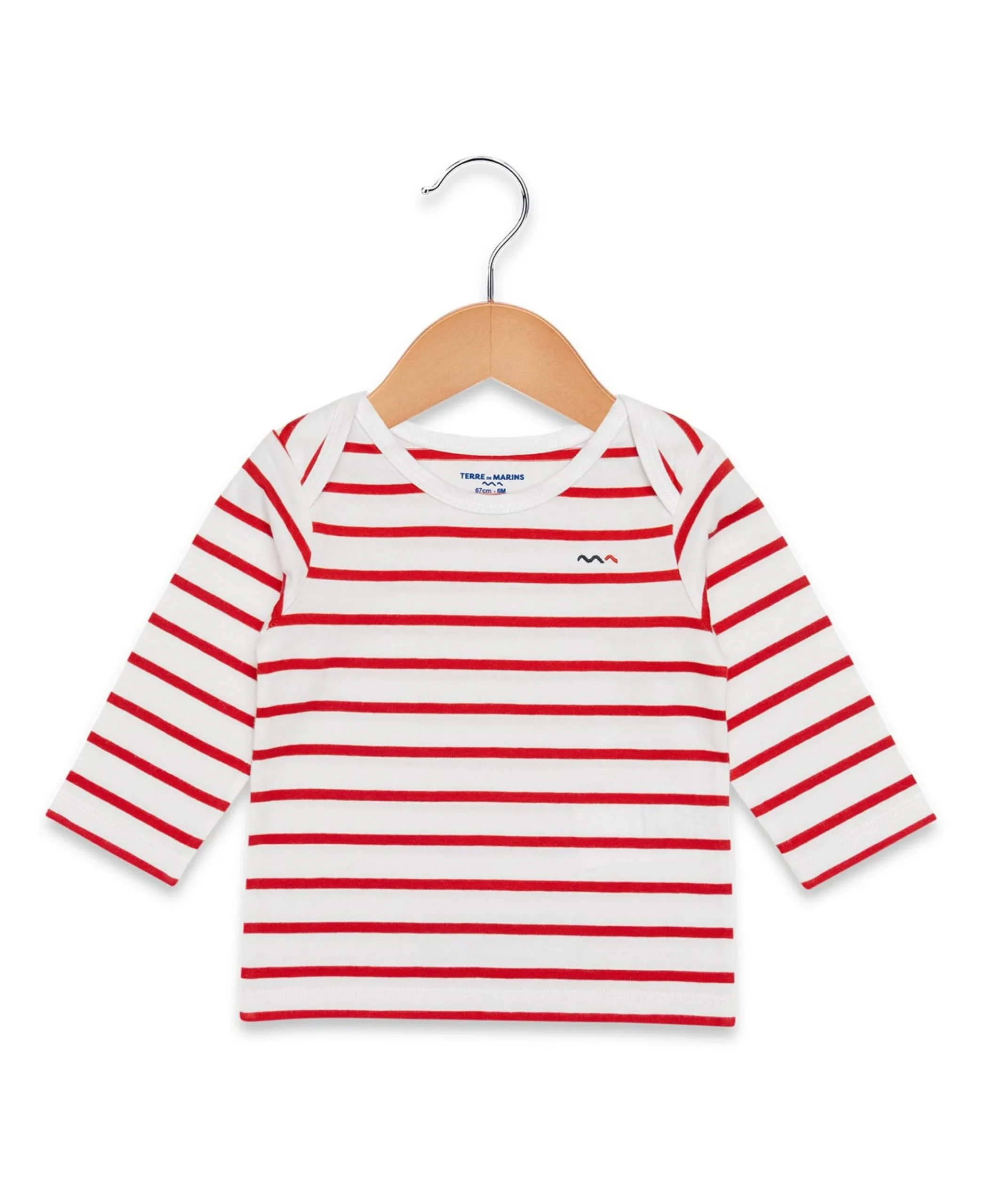 MARINIERE ML FOND BLANC RAYE ROSE ECOMIL