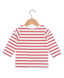 MARINIERE ML FOND BLANC RAYE ROSE ECOMIL