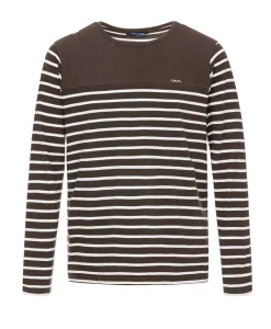 MARINIERE ML FOND CHOCOLAT RAYE NATUREL CALUNQUE