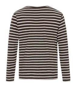 MARINIERE ML FOND CHOCOLAT RAYE NATUREL CALUNQUE