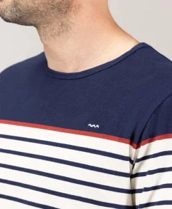 MARINIERE ML FOND GREGE RAYE INDIGO MARITAGE