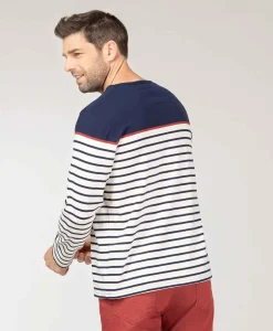 MARINIERE ML FOND GREGE RAYE INDIGO MARITAGE