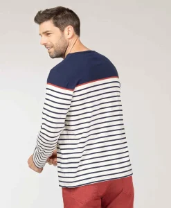 MARINIERE ML FOND GREGE RAYE INDIGO MARITAGE