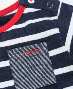 MARINIERE ML FOND INDIGO RAYE BLANC PELY