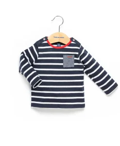 MARINIERE ML FOND INDIGO RAYE BLANC PELY