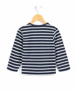 MARINIERE ML FOND INDIGO RAYE BLANC ECOGAL