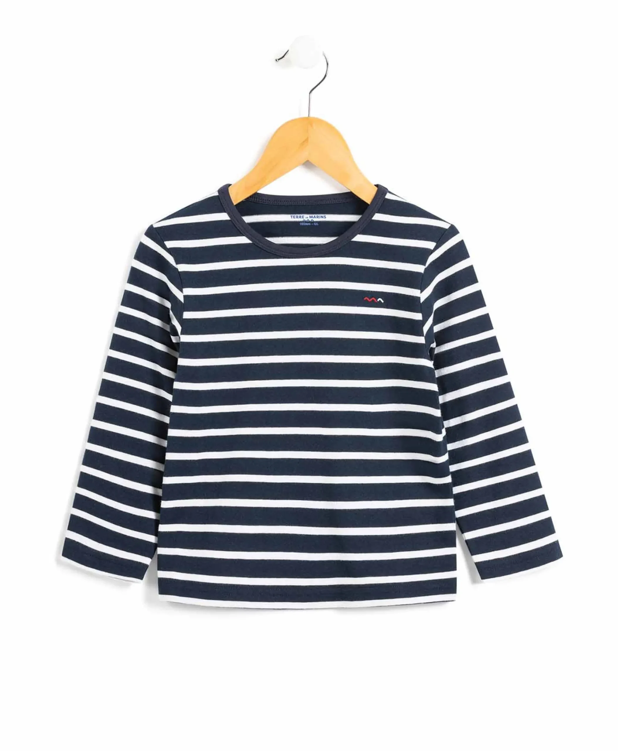 MARINIERE ML FOND INDIGO RAYE BLANC ECOGAL