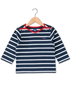 MARINIERE ML FOND INDIGO RAYE BLANC PESTELO