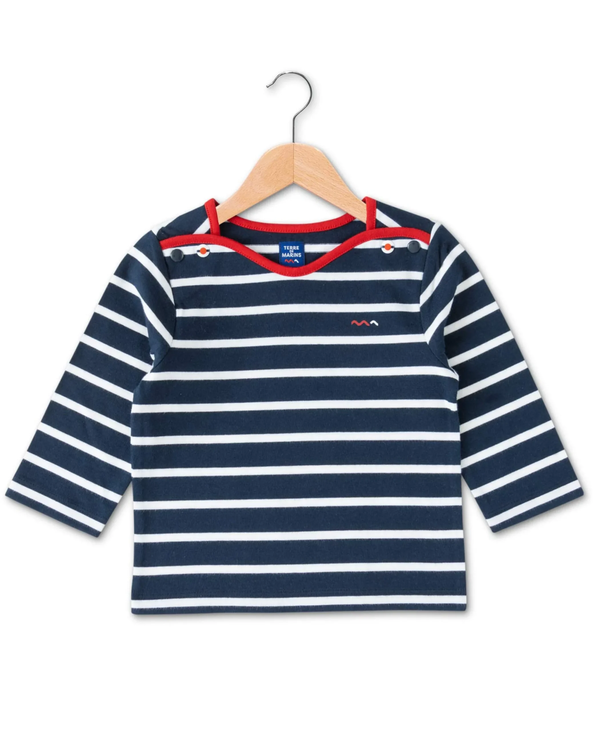 MARINIERE ML FOND INDIGO RAYE BLANC PESTELO