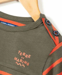 MARINIERE ML FOND KAKI RAYE PAPRIKA CABATAGE