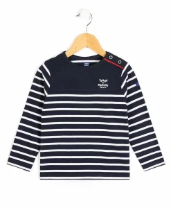 MARINIERE ML FOND MARINE RAYE BLANC OPT CABATAGE