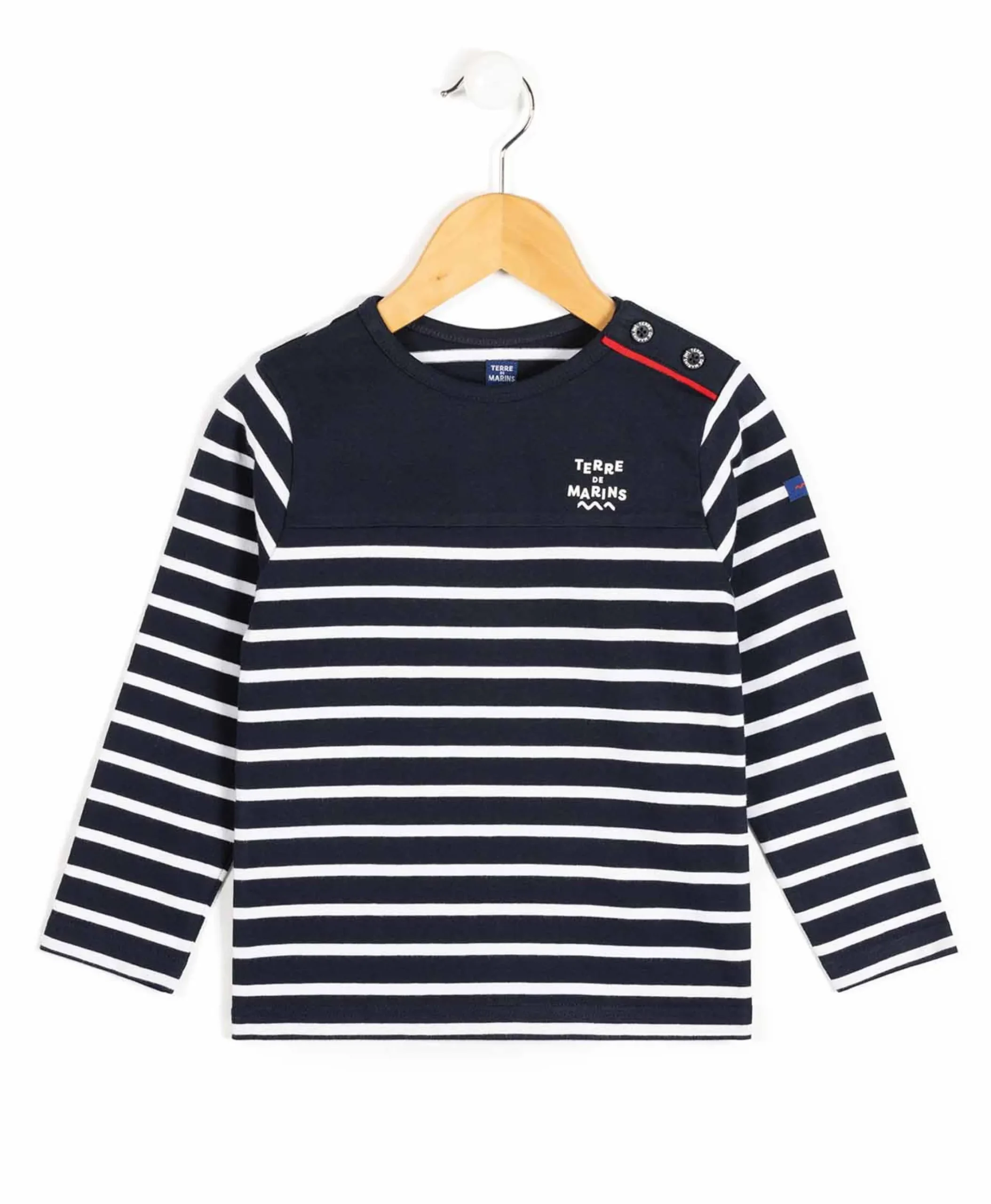 MARINIERE ML FOND MARINE RAYE BLANC OPT CABATAGE