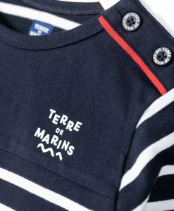 MARINIERE ML FOND MARINE RAYE BLANC OPT CABATAGE