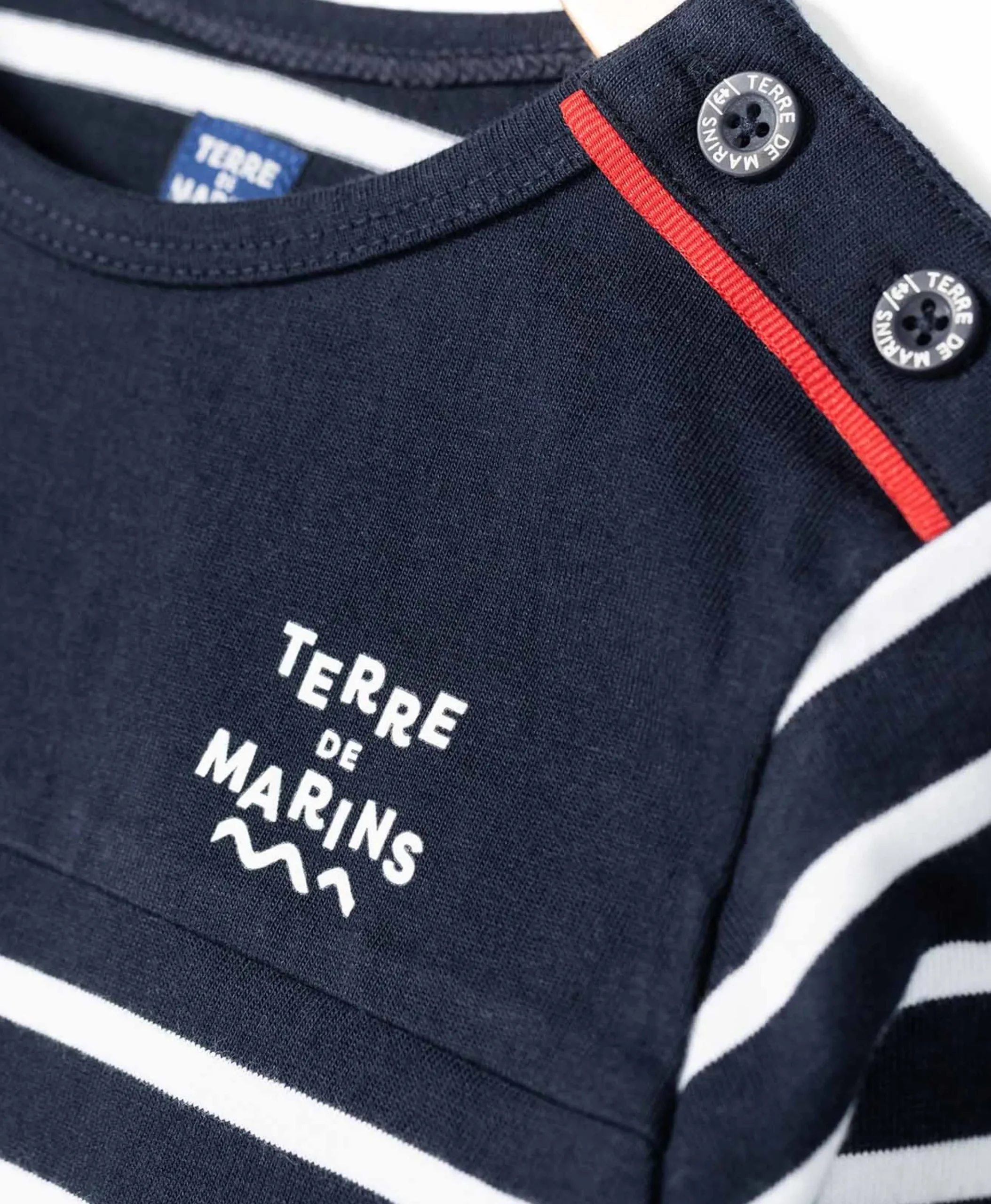 MARINIERE ML FOND MARINE RAYE BLANC OPT CABATAGE