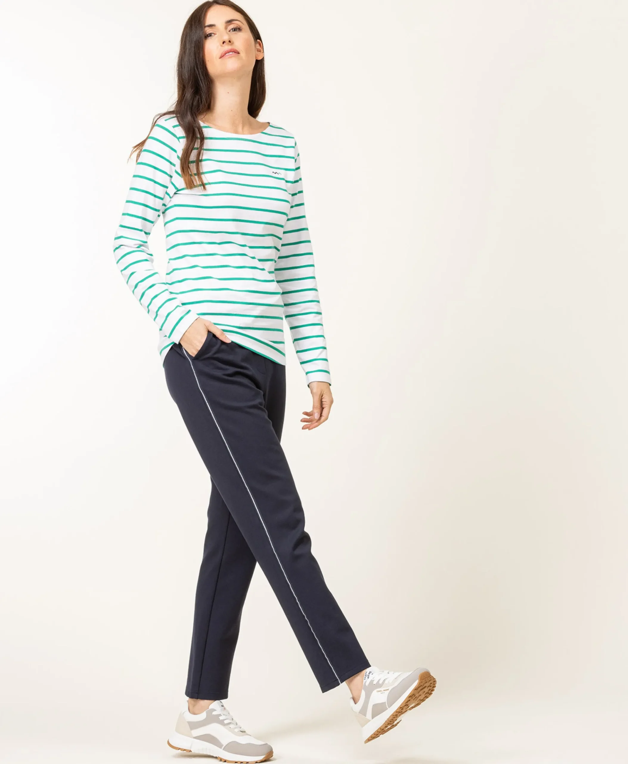 MARINIERE ML FOND NATUREL RAYE VERT PACAGE