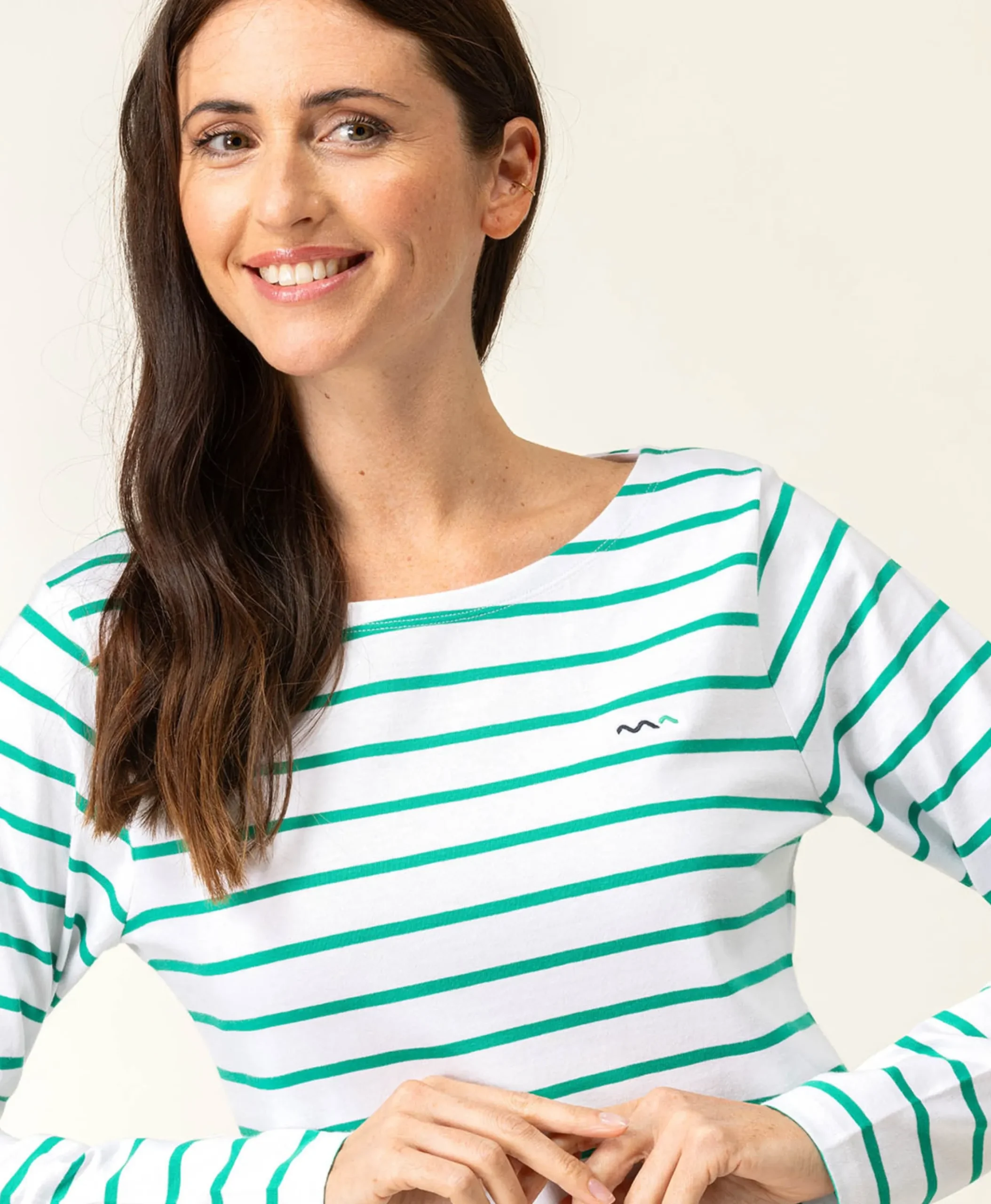 MARINIERE ML FOND NATUREL RAYE VERT PACAGE