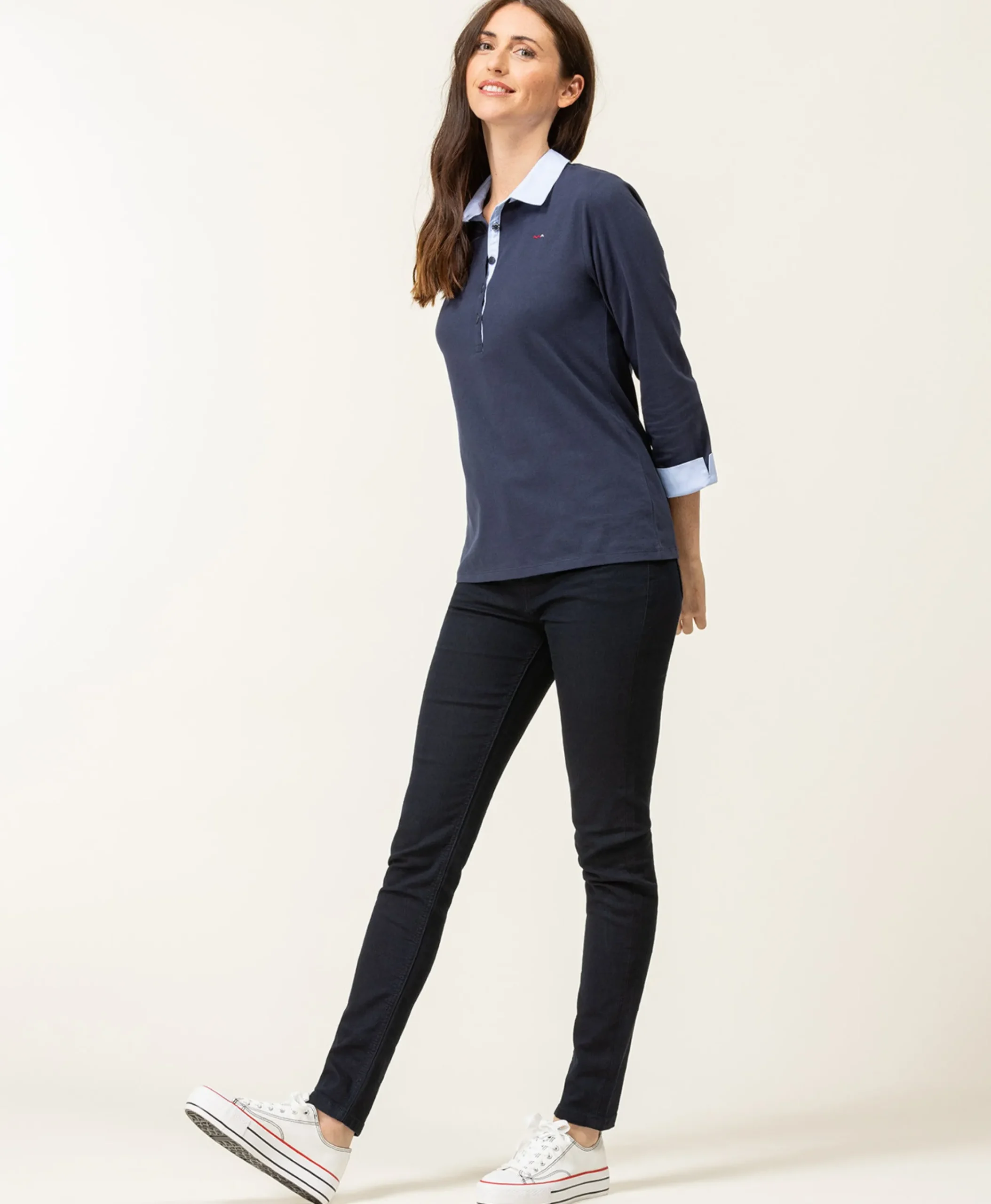 POLO M3/4 BLEU INDIGO OBOLE