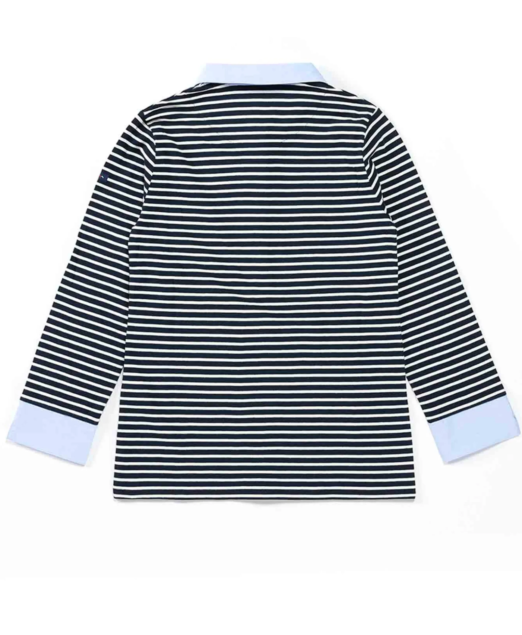 POLO M3/4 FOND INDIGO RAYE BLANC ANITA