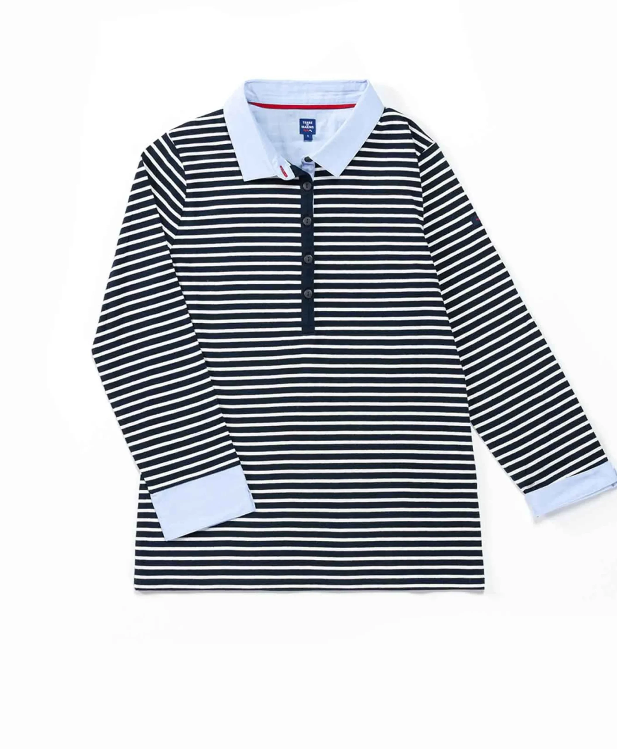 POLO M3/4 FOND INDIGO RAYE BLANC ANITA