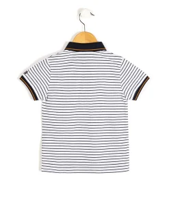 POLO MC FOND BLANC RAYE BLEU CARNO