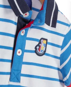 POLO MC FOND BLANC RAYE BLEU CIRAYE