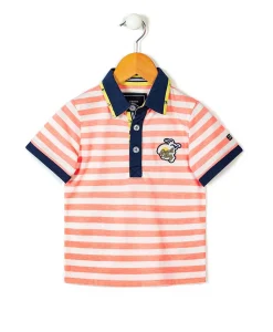 POLO MC FOND NATUREL RAYE ORANGE ASTIKA