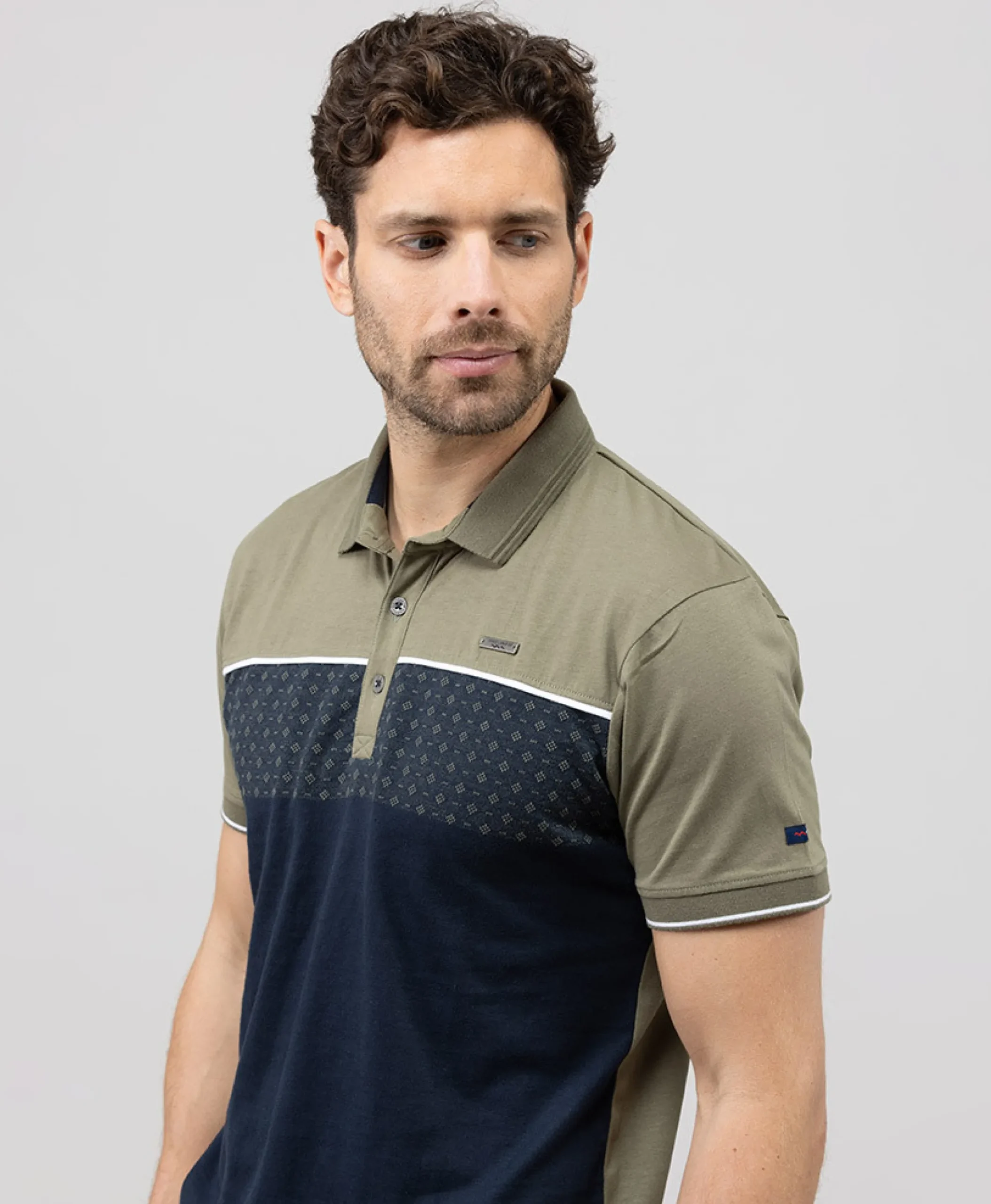 POLO MC INDIGO/VERT OLIVE CIMO