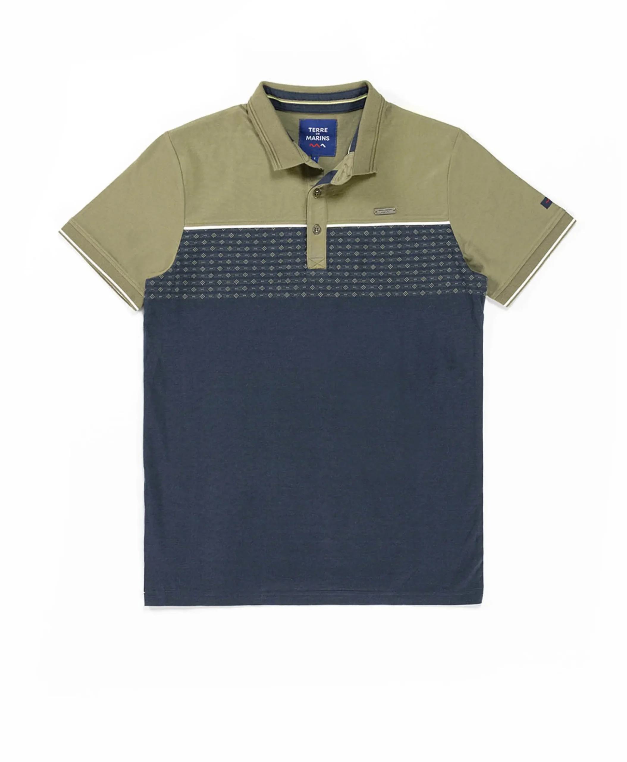 POLO MC INDIGO/VERT OLIVE CIMO