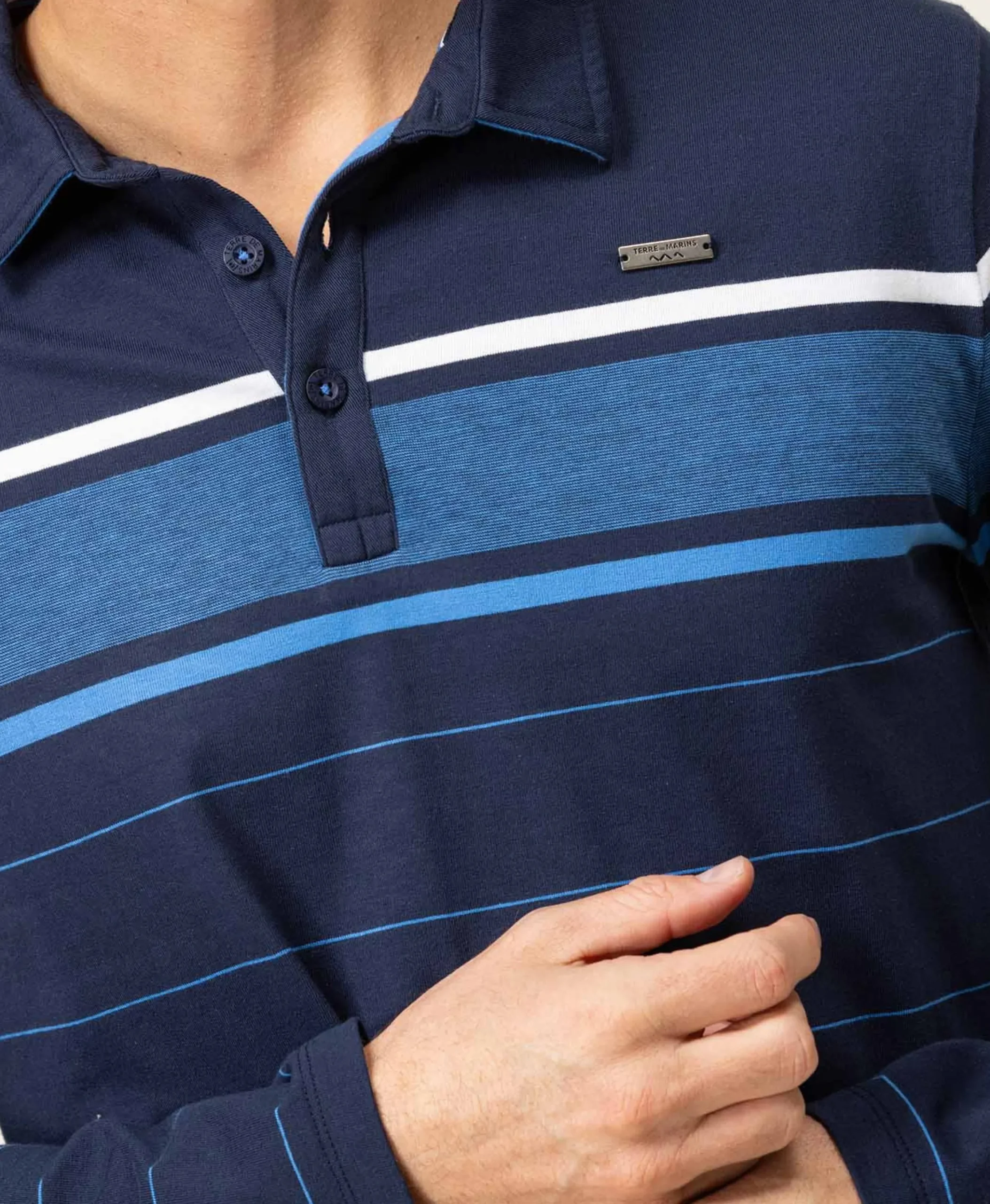 POLO ML FOND INDIGO RAYE CIEL OPLARI