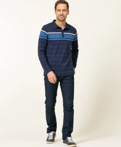 POLO ML FOND INDIGO RAYE CIEL OPLARI