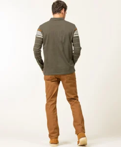 POLO ML FOND KAKI RAYE GREGE OPLARI