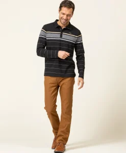 POLO ML FOND NOIR RAYE SABLE OPLARI