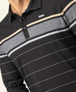 POLO ML FOND NOIR RAYE SABLE OPLARI