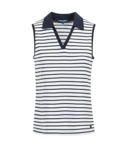 POLO SsM RAYE INDIGO/BLANC OPTIQUE. CADY