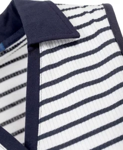 POLO SsM RAYE INDIGO/BLANC OPTIQUE. CADY