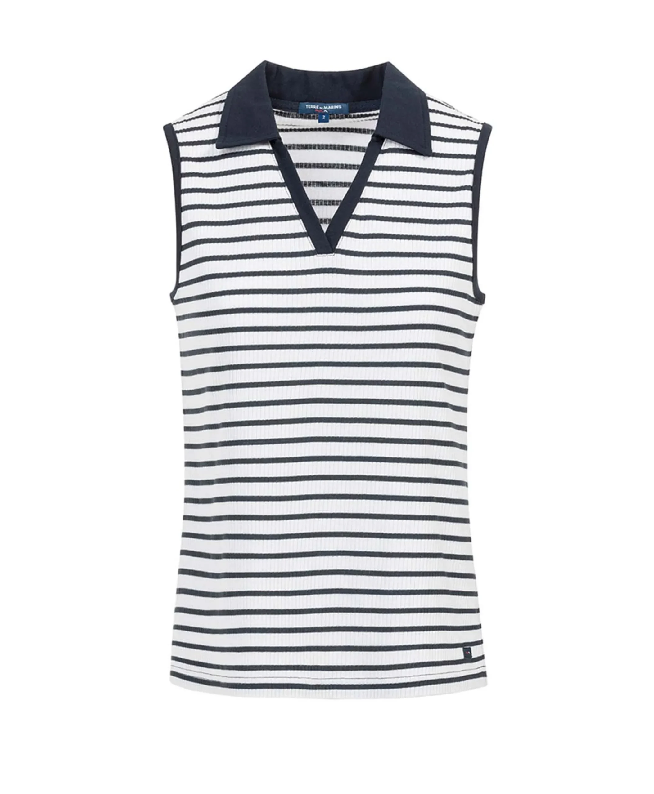 POLO SsM RAYE INDIGO/BLANC OPTIQUE. CADY